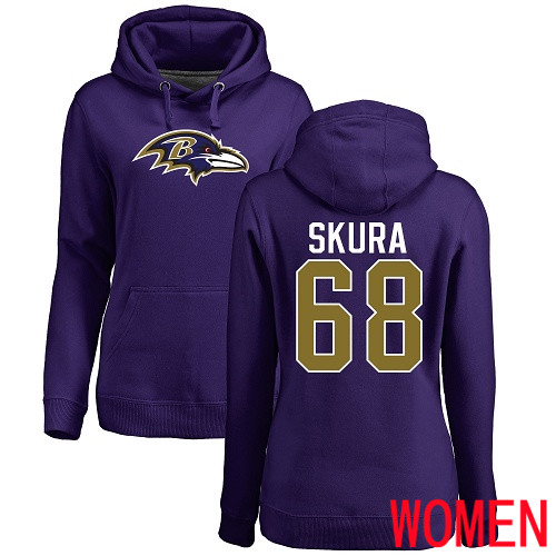 Baltimore Ravens Purple Women Matt Skura Name and Number Logo NFL Football #68 Pullover Hoodie Sweatshirt->baltimore ravens->NFL Jersey